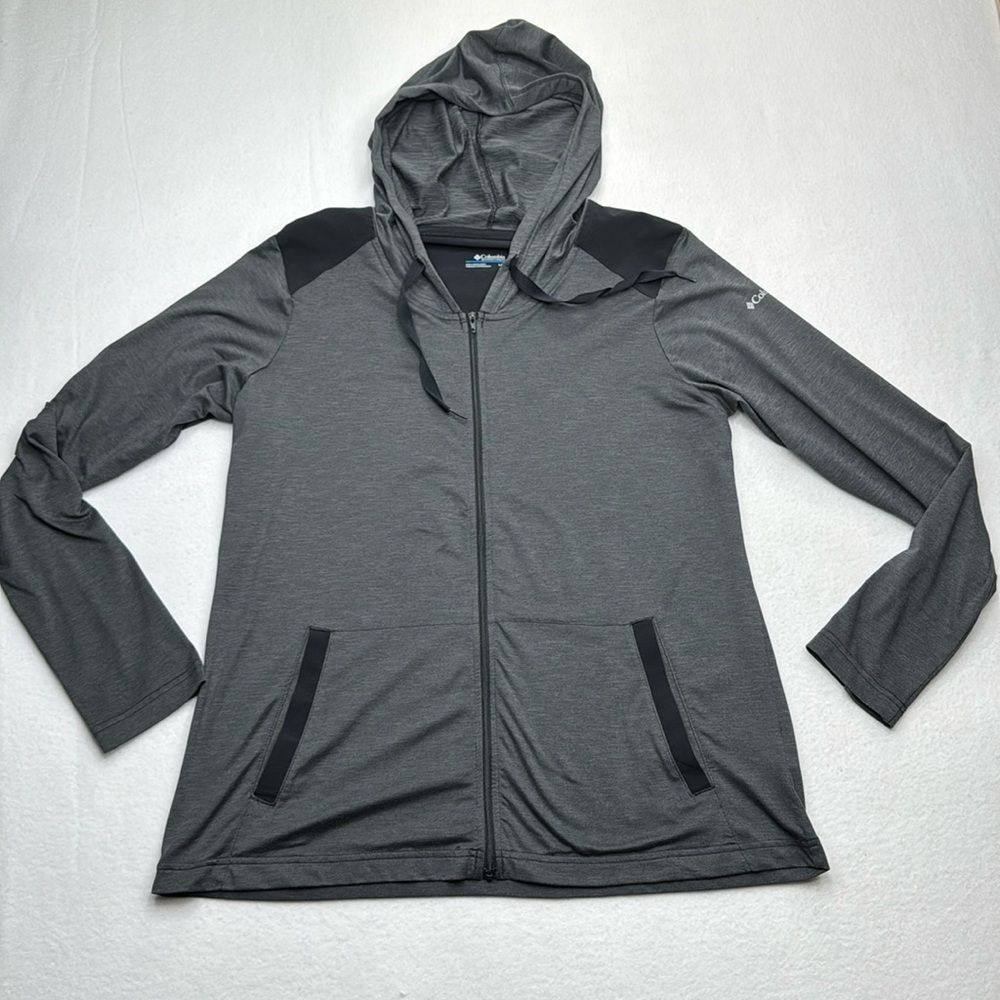 Columbia Omni Wick lightweight thin Hoodie black gray long sleeve shirt Large L